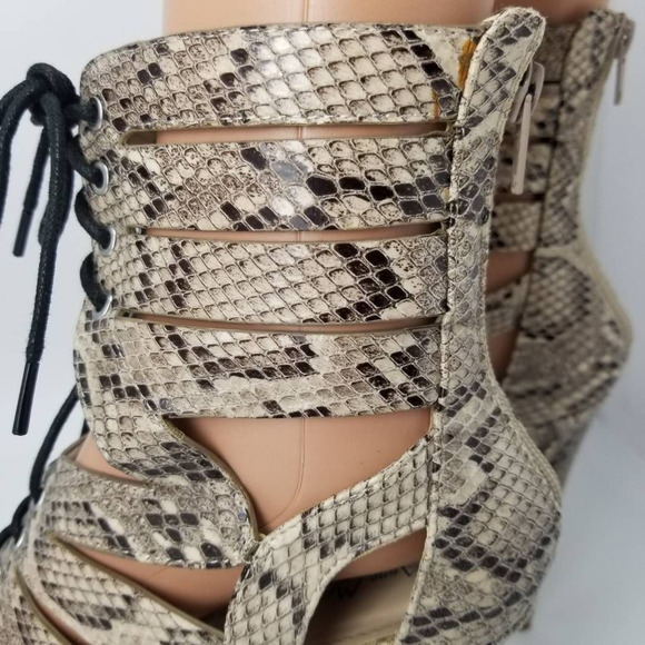 Anne Michelle Flashback-08 Platform Heels Snakeskin Lace Up Shoe Size 9 - Picture 9 of 12